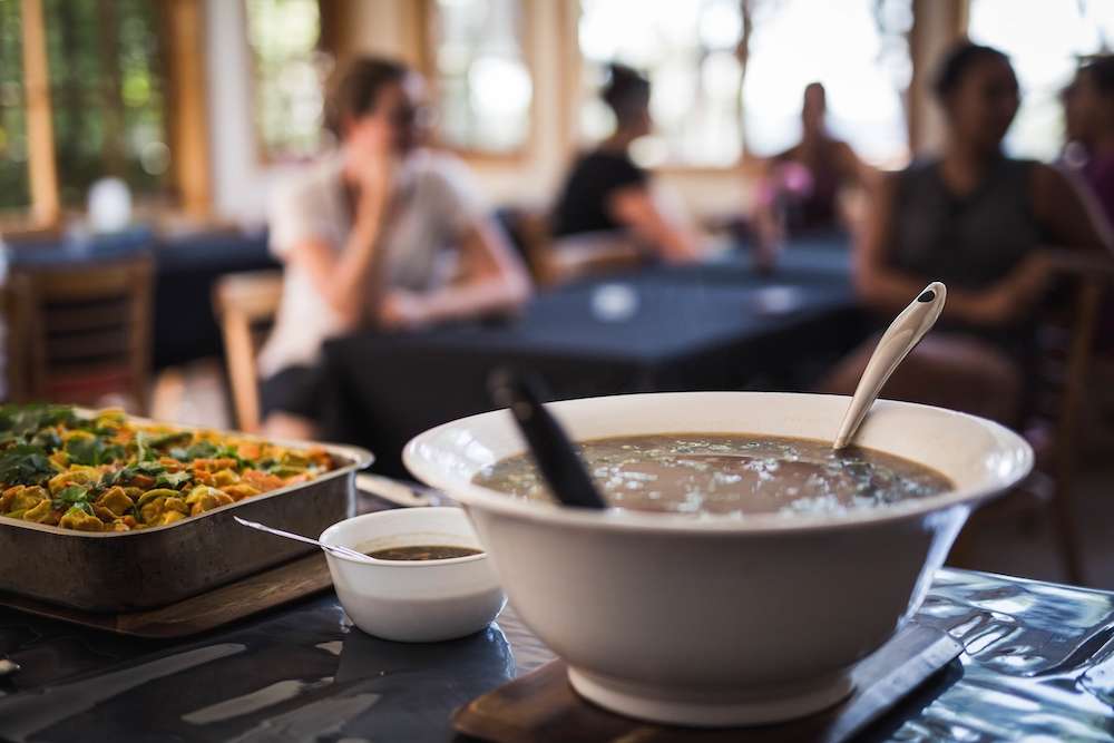 Mushroom soup at Happy Buddha Retreats
